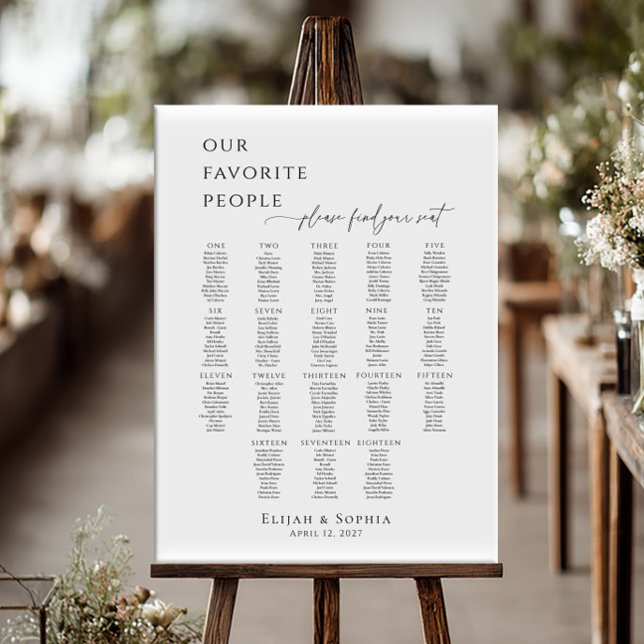 Modern minimalist up to 18 tables seating plan poster (Skapare uppladdad)