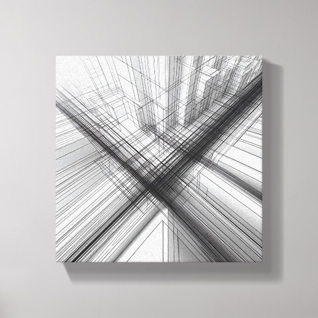 Modern Minimalist Urban Wireframe - Abstract 3D  Canvastryck (Framsida)