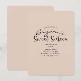 Modern Minimalist Valfri Färg Söta 16 Sexton Feste Inbjudningar