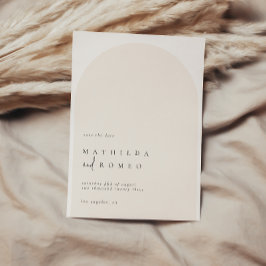 Modern minimalist valpärm beige bröllop spara datu inbjudningar