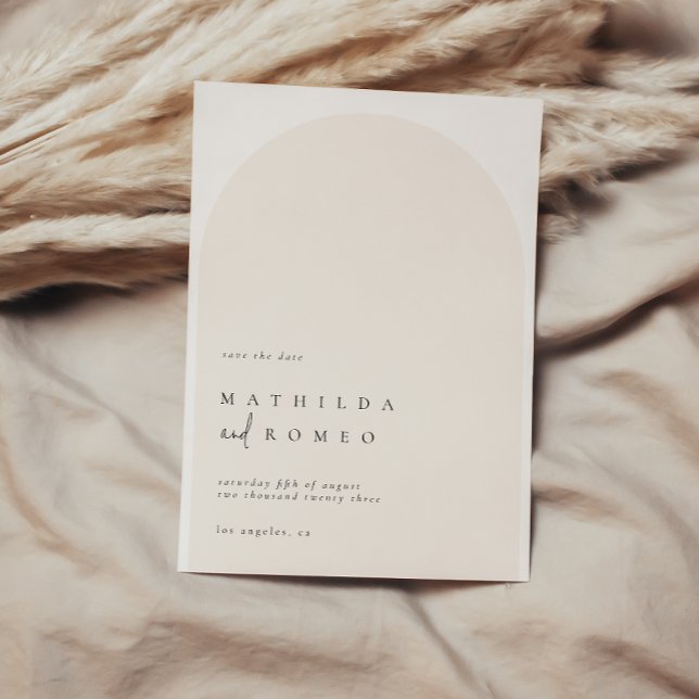 Modern minimalist valpärm beige bröllop spara datu inbjudningar (Skapare uppladdad)