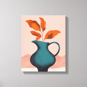 Modern minimalist vas med blad Art Print Canvastryck
