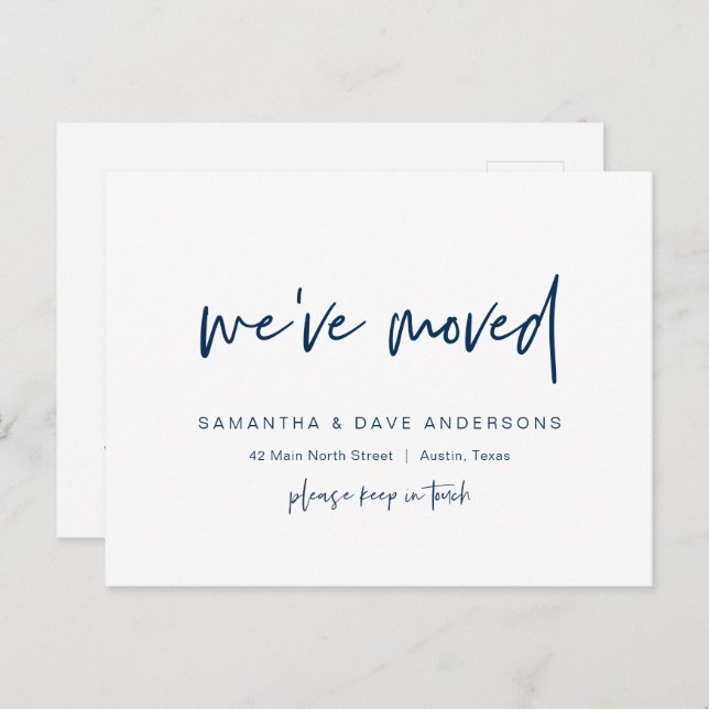 Modern minimalist, vi har flyttat, förhandspoäng vykort (Fram/baksida)