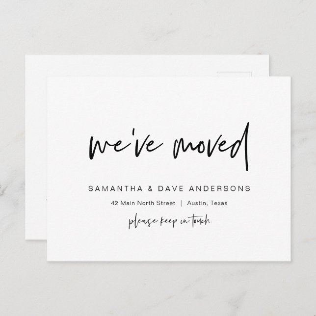 Modern minimalist, vi har flyttat, tillkännagivand vykort (Fram/baksida)