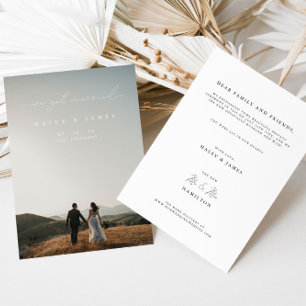 Modern minimalist vi Har har gift med Photo Bröllo Meddelande
