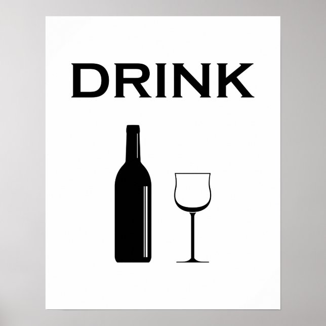 Modern minimalist vinflaska & DRIK Typography Poster (Framsidan)
