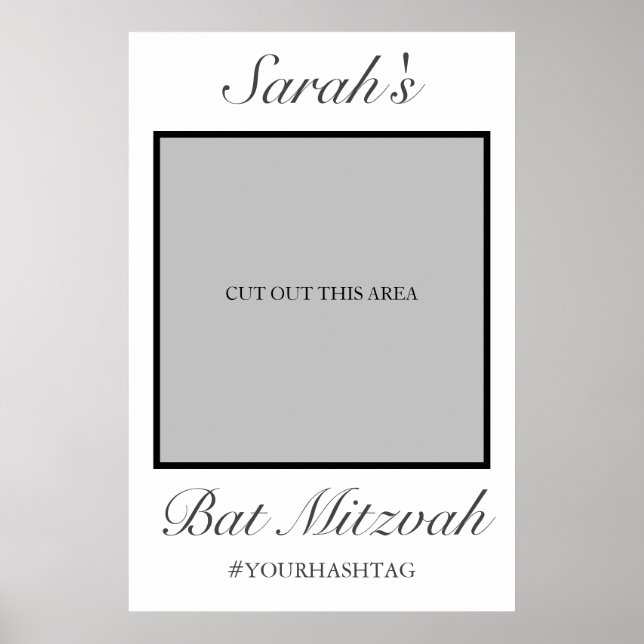 Modern minimalist vit Bat Mitzvah-foto rekvisita Poster (Framsidan)
