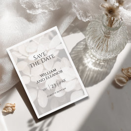 Modern minimalist vit blomsterlig save the date-ko spara datumet