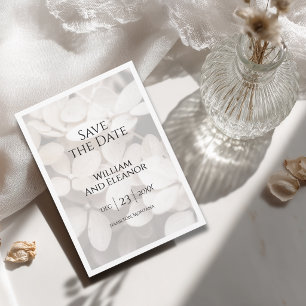 Modern minimalist vit blomsterlig Save The Date-ko Spara Datumet