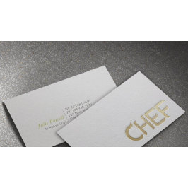Modern minimalist vit & guld präglad text kock visitkort