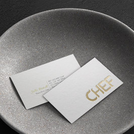 Modern minimalist vit & guld präglad text kock visitkort