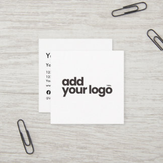 Modern minimalist vit Lägg till din logotyp  Fyrkantigt Visitkort