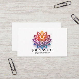 Modern minimalist vit lotus yogainstruktör visitkort