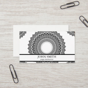 Modern minimalist vit mandala yogainstruktör visitkort