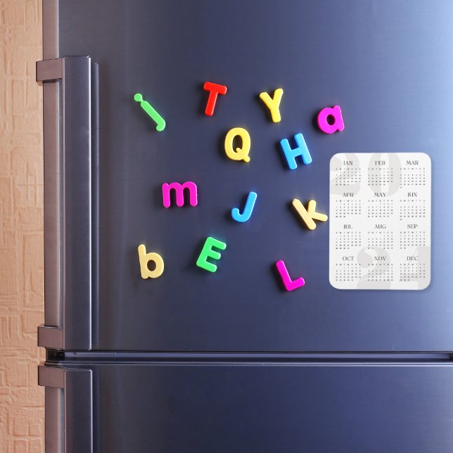 Modern minimalist vit och beige 2024-kalender magnet (Skapare uppladdad)
