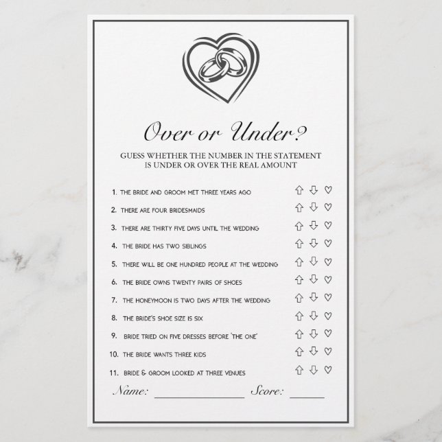 Modern minimalist vit över/under bröllopsspel (Framsida)