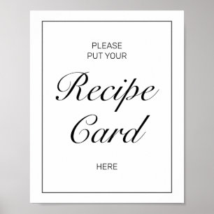 Modern minimalist vit receptkort bröllopsskylt poster