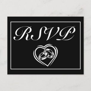 Modern minimalist vit svart RSVP-inbjudan Vykort