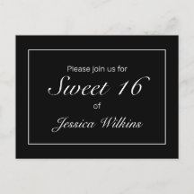 Modern minimalist vit svart Sweet 16