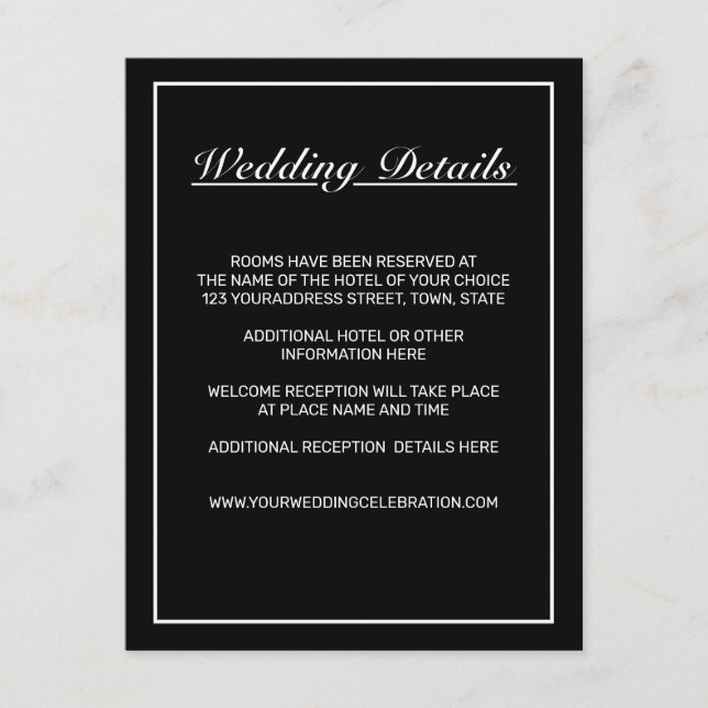 Modern minimalist vit svart tilläggskort (Framsida)