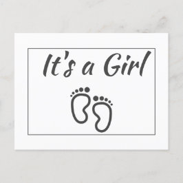 Modern minimalist vita fötter på babyflicka meddelande vykort