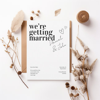 Modern Minimalist “We’re Getting Married” Inbjudningar