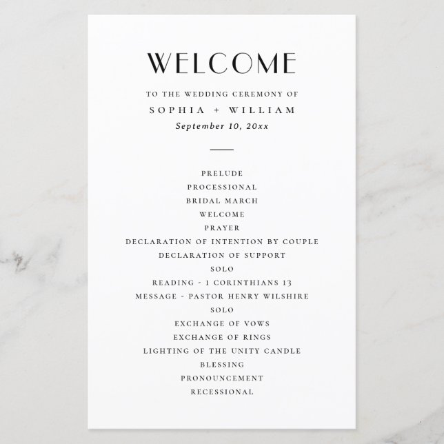 Modern Minimalist Wedding | Black & White Program (Framsida)