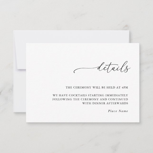 Modern Minimalist Wedding Details Enclosure Card OSA Kort (Framsida)
