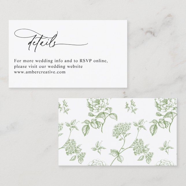 Modern Minimalist Wedding Details Enclosure Card Visitkort (Fram/baksida)