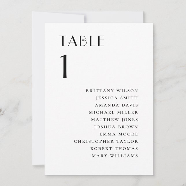 Modern Minimalist Wedding | Elegant Seating Chart Inbjudningar (Framsida)