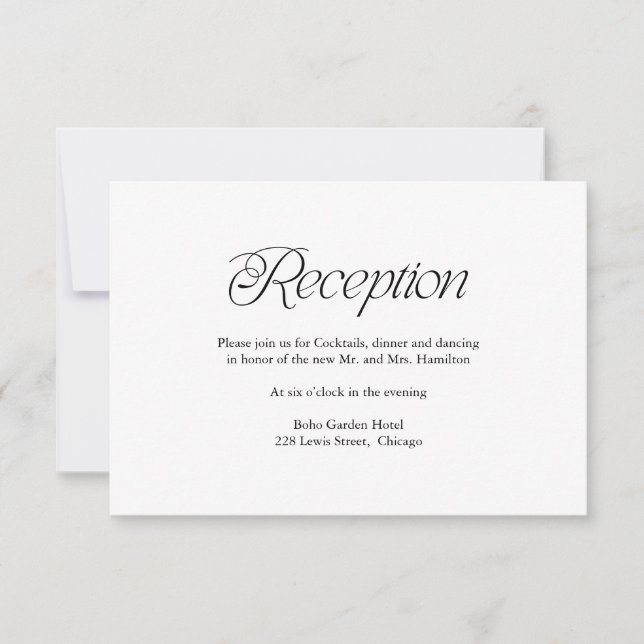 Modern Minimalist Wedding Reception Insert Card OSA Kort (Framsida)