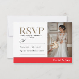 Modern Minimalist Wedding RSVP Card with Photo OSA Kort