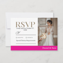 Modern Minimalist Wedding RSVP Card with Photo OSA Kort
