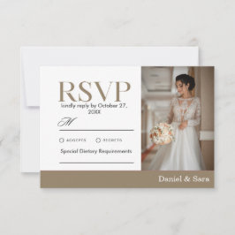 Modern Minimalist Wedding RSVP Card with Photo OSA Kort