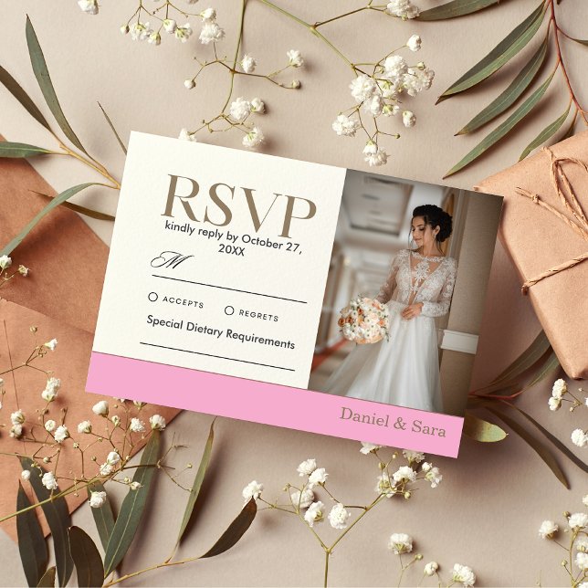 Modern Minimalist Wedding RSVP Card with Photo OSA Kort (Modern Minimalist Wedding RSVP Card with Photo)
