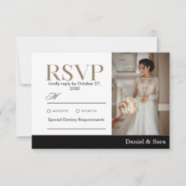 Modern Minimalist Wedding RSVP Card with Photo OSA Kort