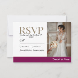 Modern Minimalist Wedding RSVP Card with Photo OSA Kort