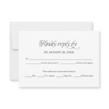 Modern Minimalist Wedding RSVP Elegant Reply Card