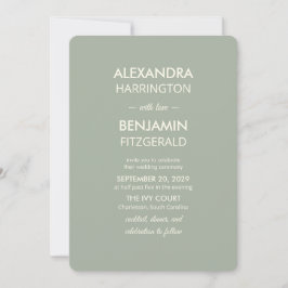 Modern Minimalist Wedding | Sage Green Timeless Inbjudningar