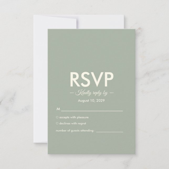 Modern Minimalist Wedding | Sage Green Timeless  OSA Kort (Framsida)