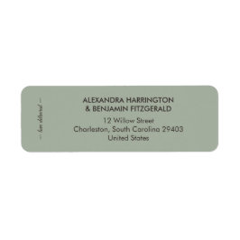 Modern Minimalist Wedding | Sage Green Timeless Returadress Etikett