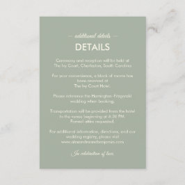 Modern Minimalist Wedding | Sage Green Timeless Tilläggskort