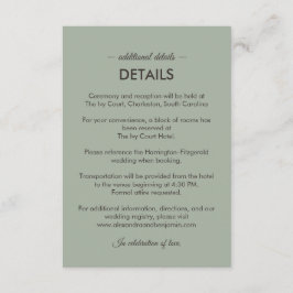 Modern Minimalist Wedding | Sage Green Timeless Tilläggskort