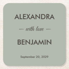 Modern Minimalist Wedding | Sage Green Timeless Underlägg Papper Kvadrat