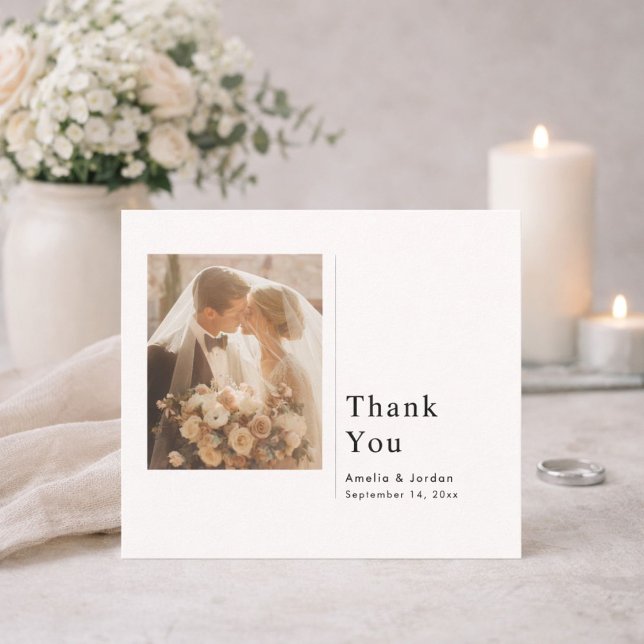 Modern Minimalist Wedding Thank You Card With Note Tack Kort (Skapare uppladdad)