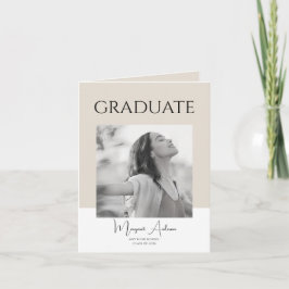 Modern Minimalist White and Brown Photo Graduation Meddelande
