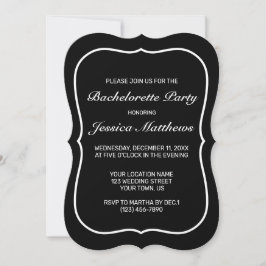 Modern Minimalist White Black Bachelorette Party Inbjudningar