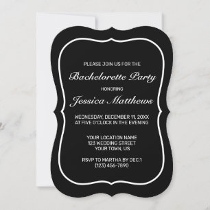 Modern Minimalist White Black Bachelorette Party Inbjudningar