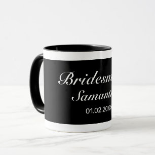 Modern minimalist White Black Bridesmaid Bröllop Mugg