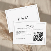 Modern minimalist white black QR code wedding 